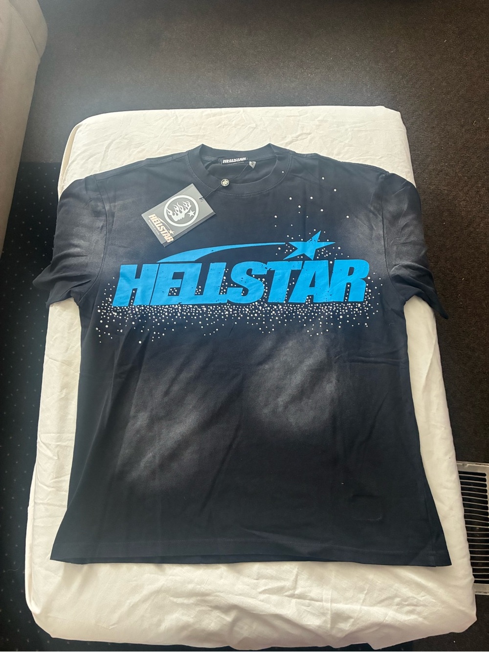 Hellstar Men's Black Short-Sleeve Logo Tee with Blue Graphic
